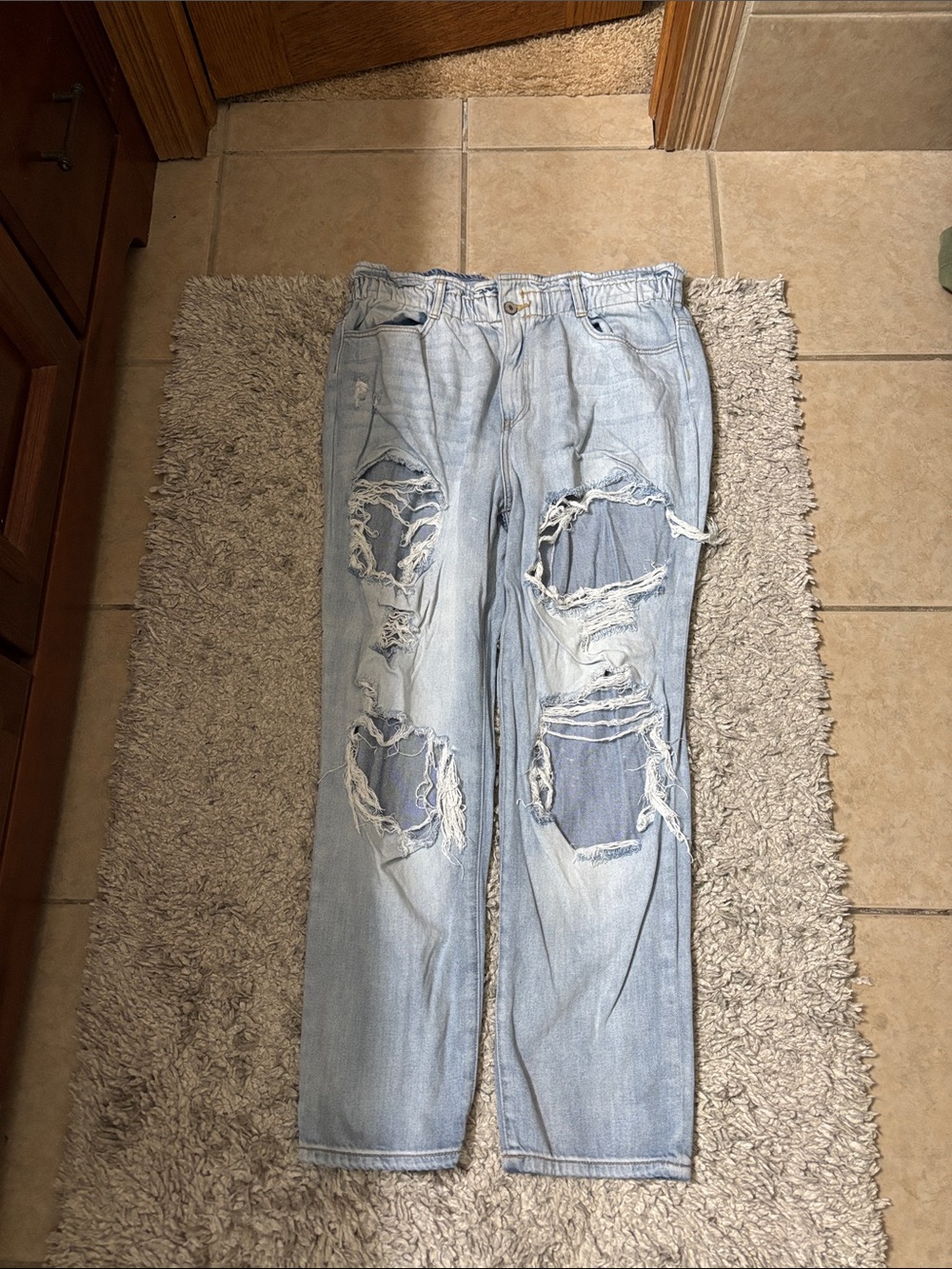 KanCan Light Blue Elastic Waist Denim Shorts